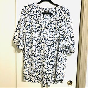 NWOT LORD & TAYLOR Floral Roll Sleeve Blouse 1X